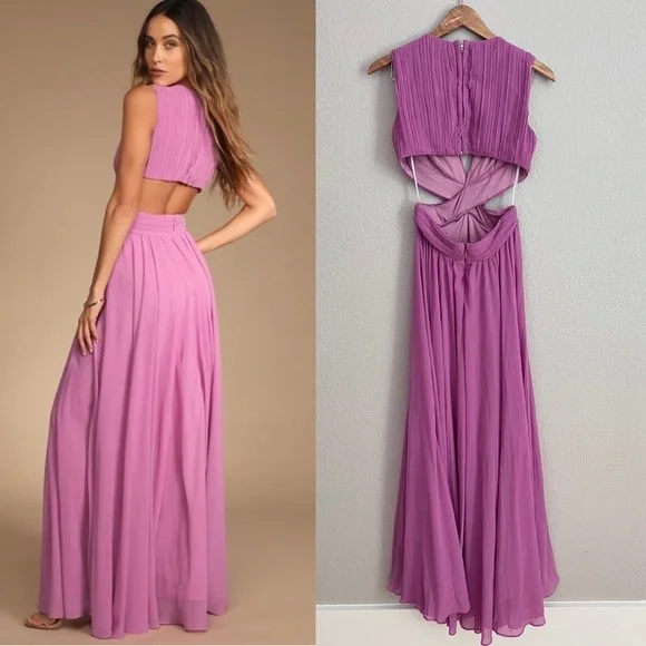 NWOT Vivid Imagination Lilac Cutout Maxi Dress
